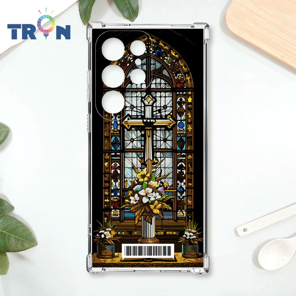  TRON 三星 S22 Ultra 十字架彩繪玻璃  載具 四角防摔殼 手機殼