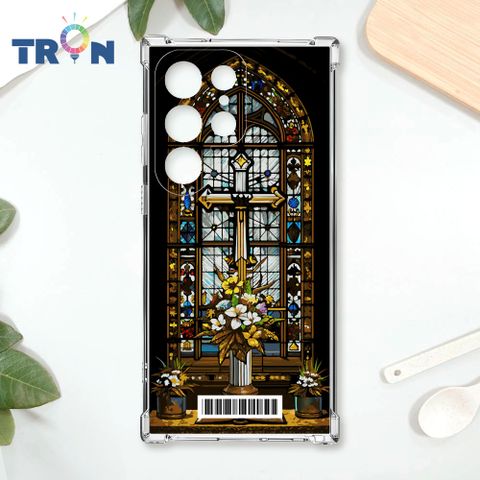 TRON 三星 S22 Ultra 十字架彩繪玻璃  載具 四角防摔殼 手機殼