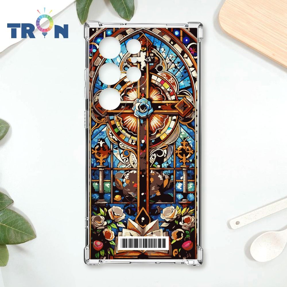  TRON 三星 S22 Ultra 十字架彩繪玻璃  載具 四角防摔殼 手機殼