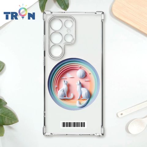 TRON 三星 S22 Ultra 可愛紙雕貓咪  載具 四角防摔殼 手機殼