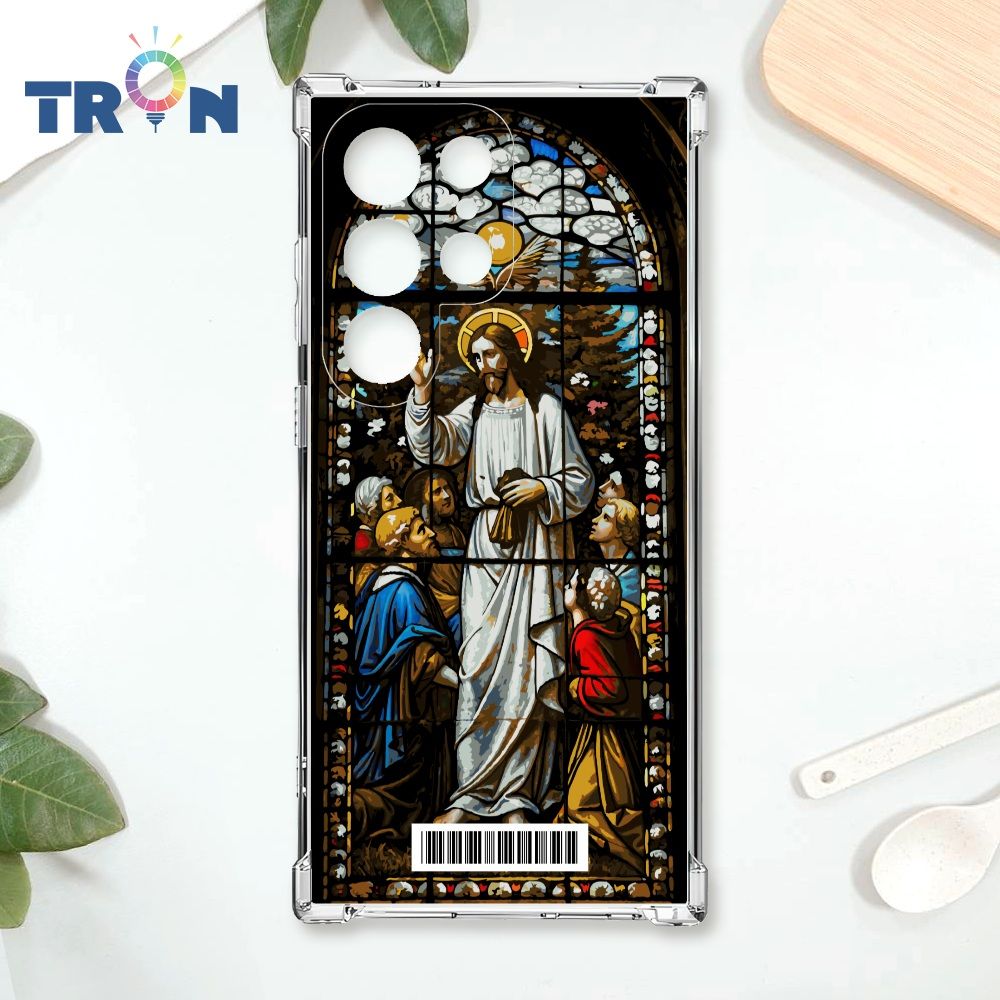  TRON 三星 S22 Ultra 耶穌彩繪玻璃  載具 四角防摔殼 手機殼