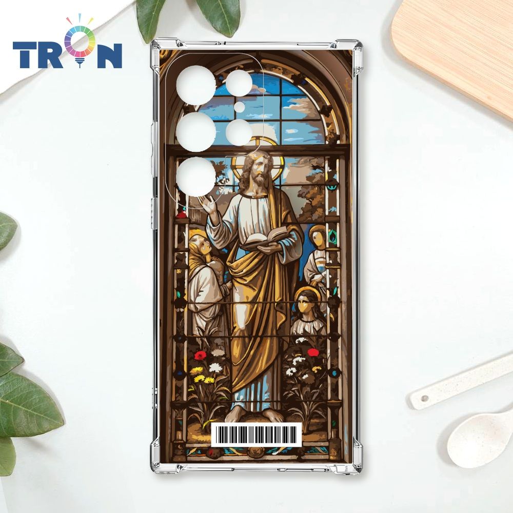  TRON 三星 S22 Ultra 耶穌彩繪玻璃  載具 四角防摔殼 手機殼