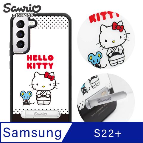 三麗鷗 Kitty Samsung Galaxy S22+ 專利軍規防摔立架手機殼-柔道凱蒂