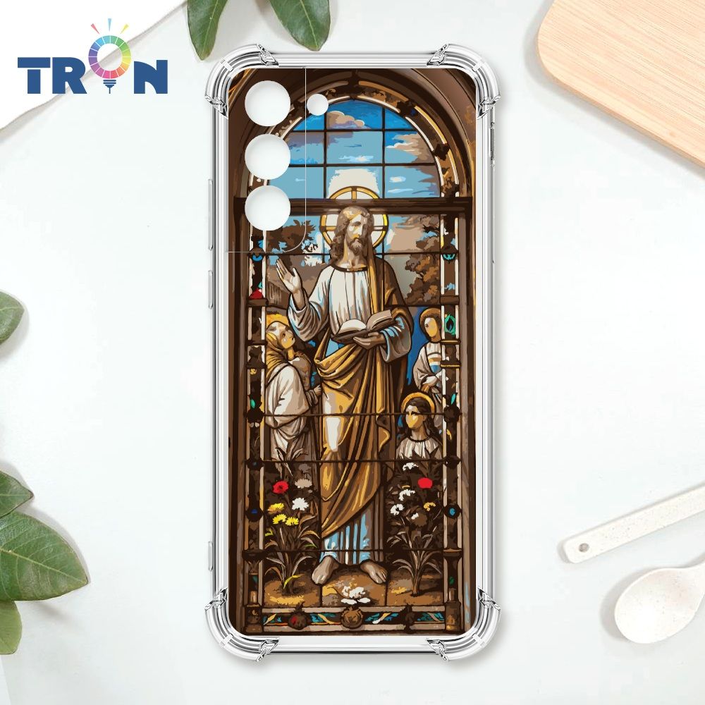  TRON 三星 S22 PLUS 耶穌彩繪玻璃 四角防摔殼 手機殼