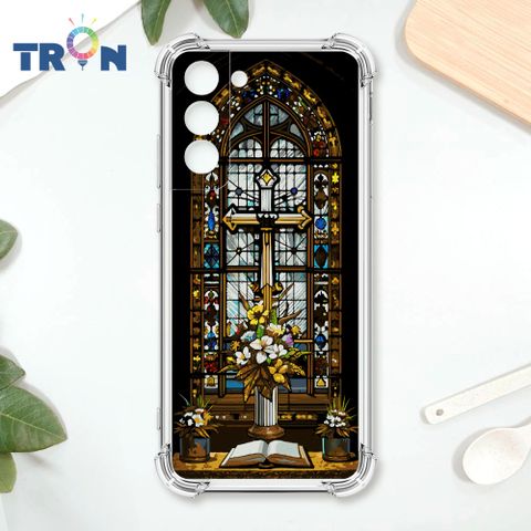 TRON 三星 S22 PLUS 十字架彩繪玻璃 四角防摔殼 手機殼