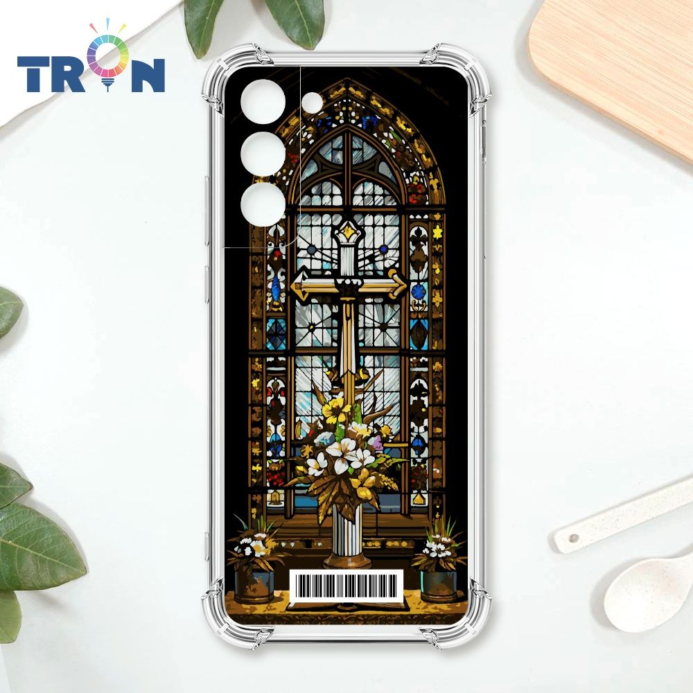  TRON 三星 S22 PLUS 十字架彩繪玻璃  載具 四角防摔殼 手機殼