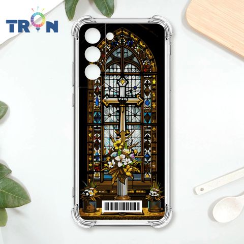 TRON 三星 S22 PLUS 十字架彩繪玻璃  載具 四角防摔殼 手機殼