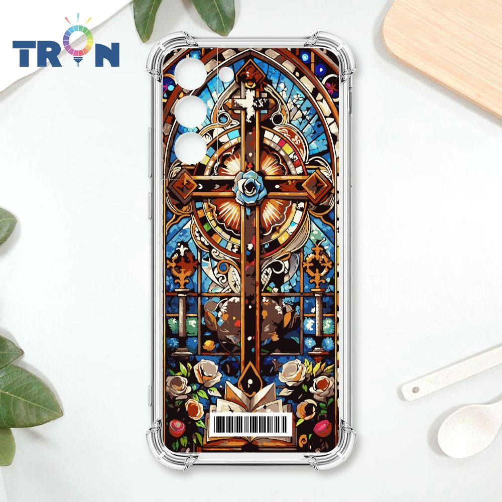  TRON 三星 S22 PLUS 十字架彩繪玻璃  載具 四角防摔殼 手機殼