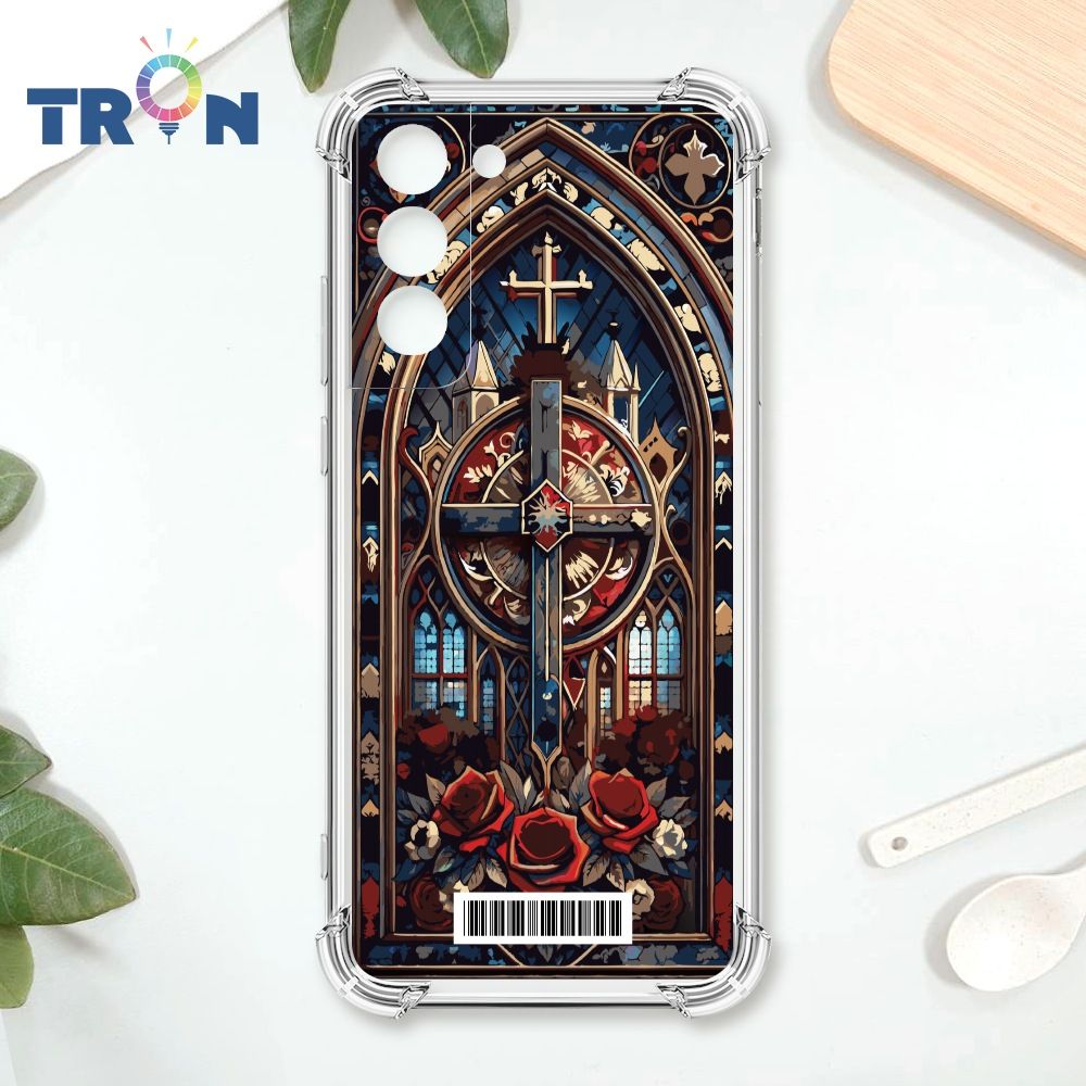  TRON 三星 S22 PLUS 十字架彩繪玻璃  載具 四角防摔殼 手機殼