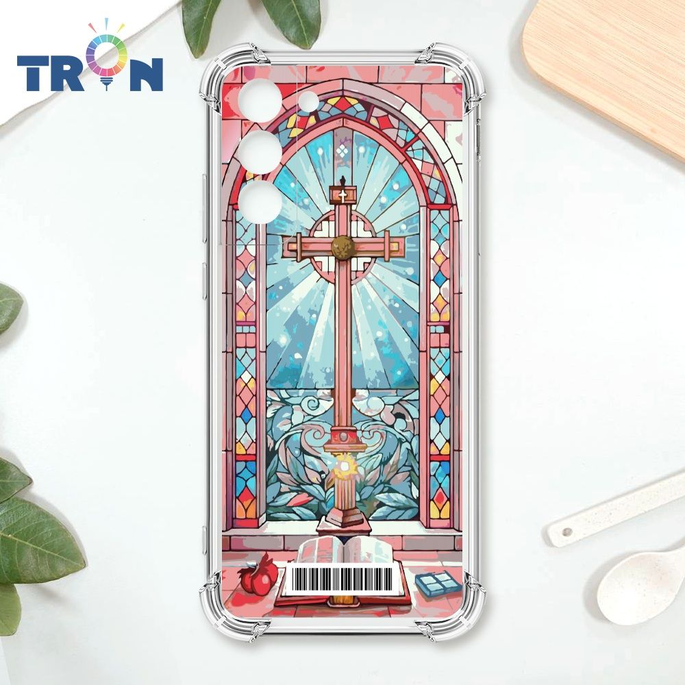  TRON 三星 S22 PLUS 十字架彩繪玻璃  載具 四角防摔殼 手機殼