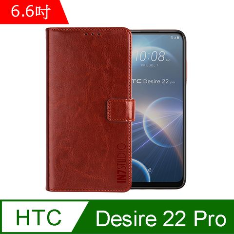 IN7 瘋馬紋 HTC Desire 22 Pro (6.6吋) 錢包式 磁扣側掀PU皮套 吊飾孔 手機皮套保護殼-棕色