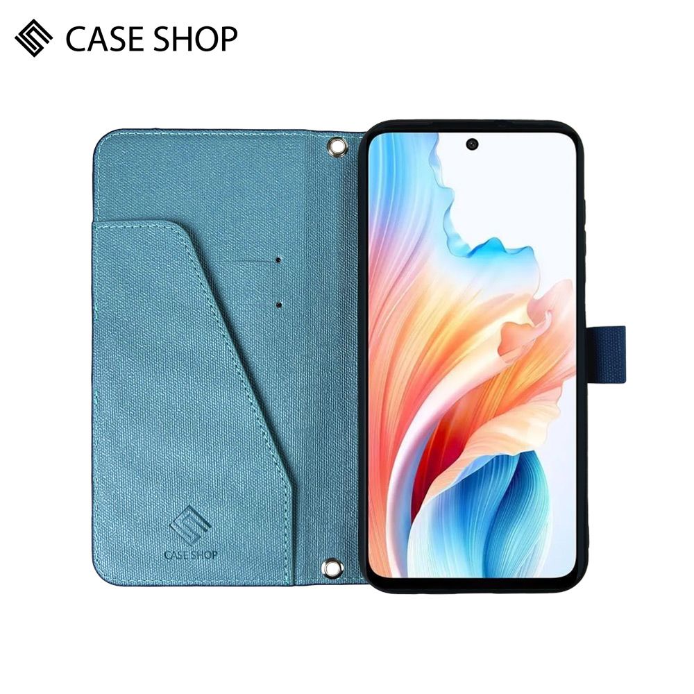 CASE SHOP  OPPO A79 (5G) 前收納側掀皮套-藍