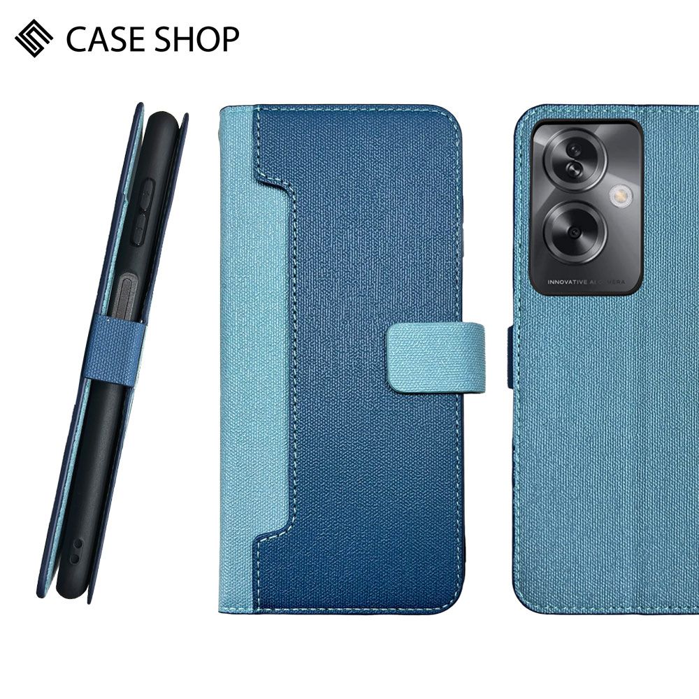 CASE SHOP  OPPO A79 (5G) 前收納側掀皮套-藍