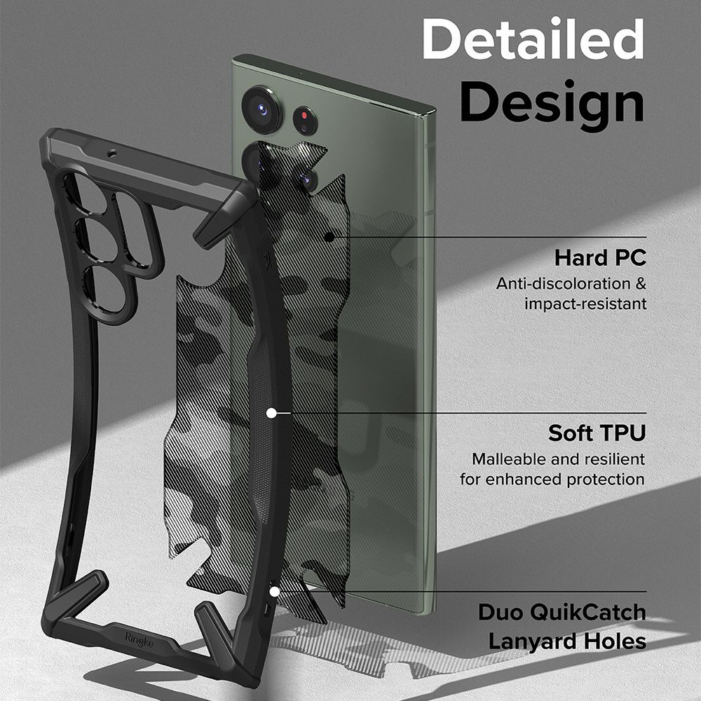 Ringke ｜三星 Galaxy S23 Ultra [Fusion X] 防撞手機保護殼－迷彩黑