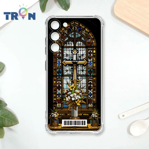 TRON 三星 S23  十字架彩繪玻璃  載具 四角防摔殼 手機殼