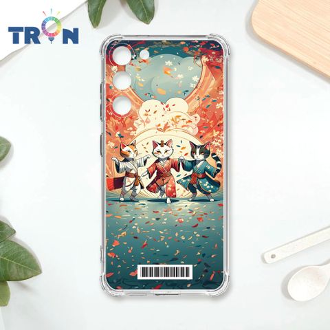 TRON 三星 S23  穿著和服跳舞的三隻花貓咪系列  載具 四角防摔殼 手機殼