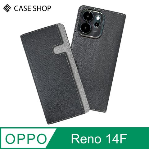 CASE SHOP OPPO Reno 14F 前收納側掀皮套-黑