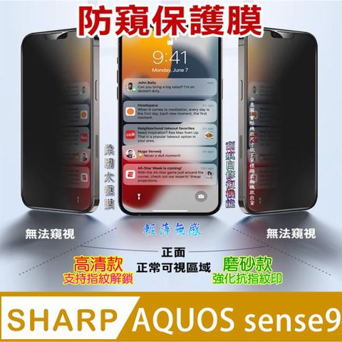 [太極定位柔韌膜] SHARP AQUOS sense9 5G 手機螢幕保護貼^防窺款^