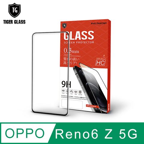 滿版全膠 輕薄無感T.G OPPO Reno6 Z 5G高清滿版鋼化膜手機保護貼(防爆防指紋)