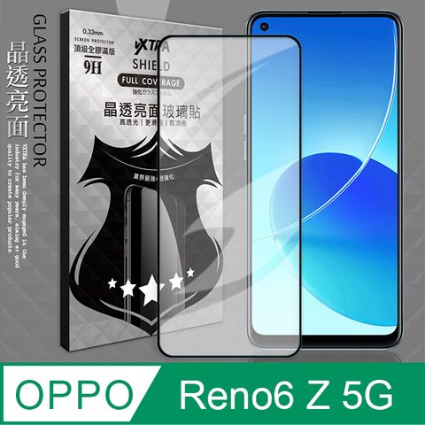 VXTRA 飛創 全膠貼合  OPPO Reno6 Z 5G 滿版疏水疏油9H鋼化頂級玻璃膜(黑)  玻璃保護貼