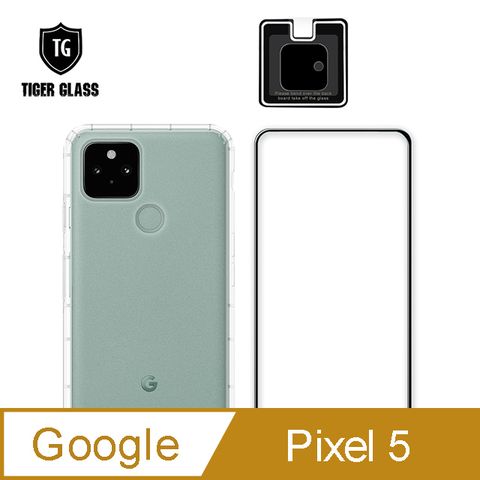 全面保護 一次到位T.G Google pixel 5手機保護超值3件組(透明空壓殼+鋼化膜+鏡頭貼)