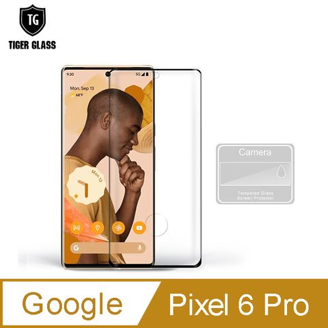 滿版框膠 支援指紋解鎖T.G Google Pixel 6 Pro3D曲面滿版框膠鋼化膜+手機鏡頭保護貼