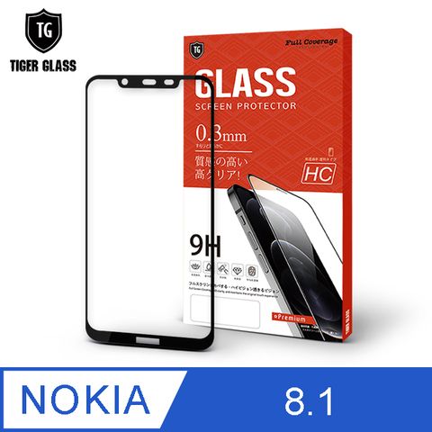 滿版全膠 輕薄無感T.G NOKIA 8.1高清滿版鋼化膜手機保護貼(防爆防指紋)