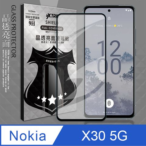 VXTRA 飛創 全膠貼合  Nokia X30 5G 滿版疏水疏油9H鋼化頂級玻璃膜(黑)  玻璃保護貼