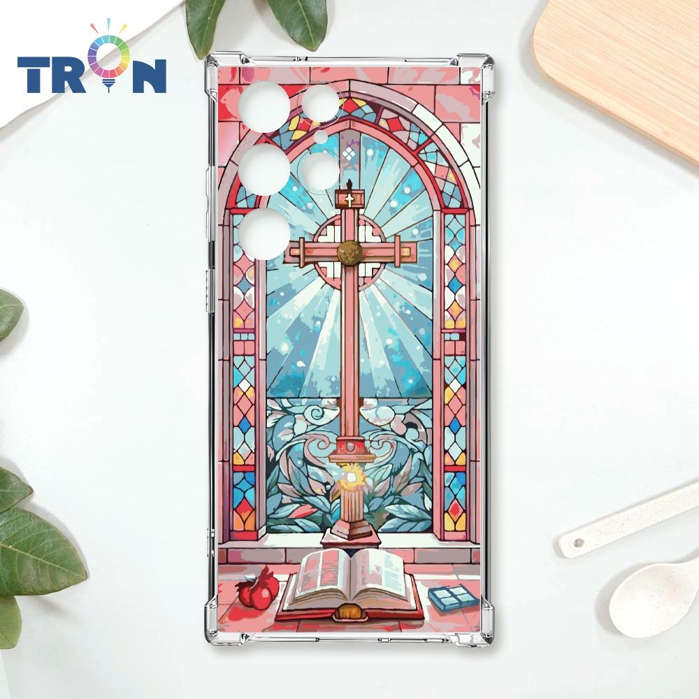  TRON 三星 S24 Ultra 十字架彩繪玻璃 四角防摔殼 手機殼