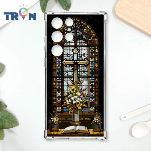 TRON 三星 S24 Ultra 十字架彩繪玻璃 四角防摔殼 手機殼