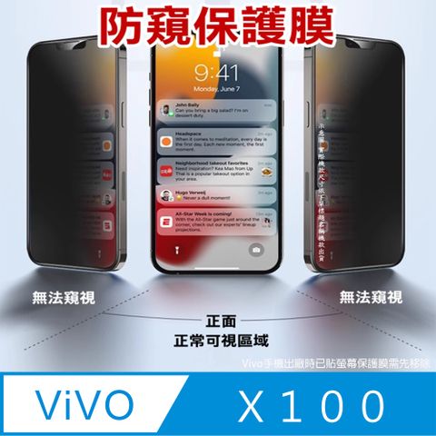 ^防窺磨砂抗炫^柔韌疏水防爆全屏螢幕保護貼For：vivo X100