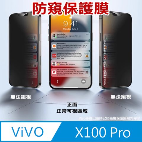 ^防窺磨砂抗炫^柔韌疏水防爆全屏螢幕保護貼For：vivo X100 Pro