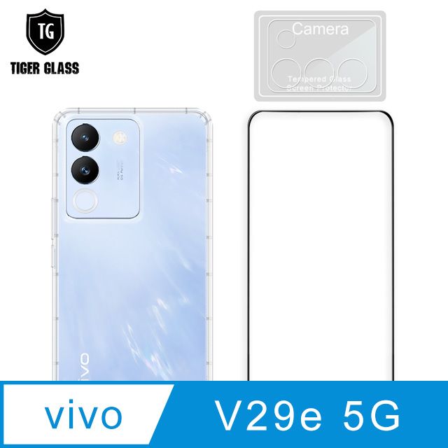 T.G  vivo V29e 5G 手機保護超值3件組(透明空壓殼+鋼化膜+鏡頭貼)