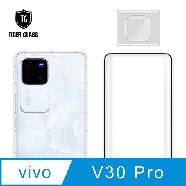 T.G  vivo V30 Pro手機保護超值3件組(透明空壓殼+3D鋼化膜+鏡頭貼)