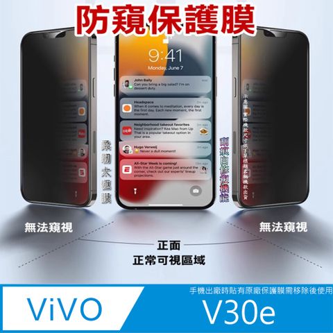 ^防窺磨砂抗炫^柔韌疏水抗炫光全屏螢幕保護貼For：vivo V30e