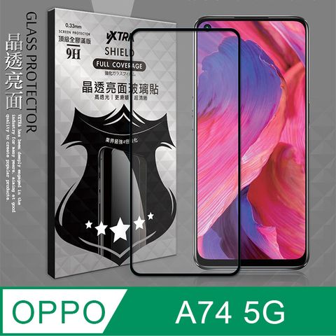 VXTRA 飛創 全膠貼合  OPPO A74 5G 滿版疏水疏油9H鋼化頂級玻璃膜(黑) 玻璃保護貼