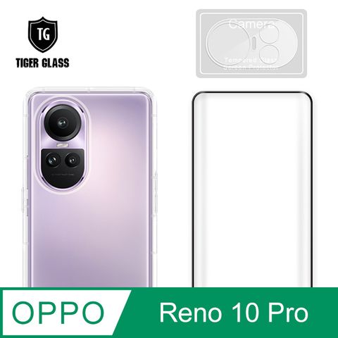 T.G OPPO Reno10 Pro 5G 手機保護超值3件組(透明空壓殼+3D鋼化膜+鏡頭貼)