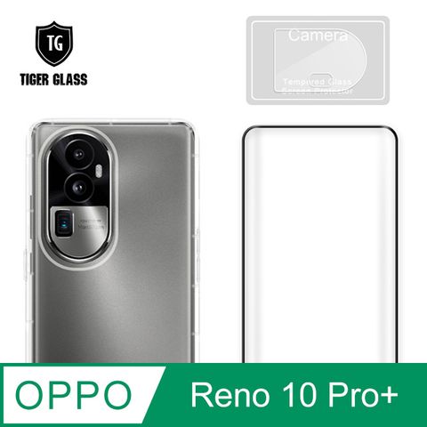 T.G OPPO Reno10 Pro+ 5G 手機保護超值3件組(透明空壓殼+3D鋼化膜+鏡頭貼)