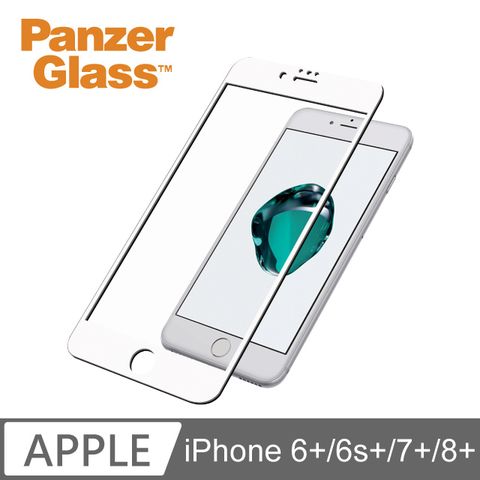 PG iPhone 6+/6s+/7+/8+ 3D耐衝擊高透鋼化玻璃保護貼-白+漾玻透明殼