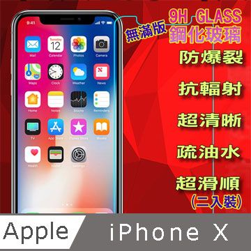 iPhone X / XS 5.8吋  硬度9H優化防爆鋼化玻璃保護貼 (二入裝)