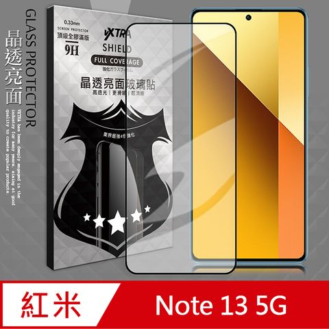 VXTRA 飛創 全膠貼合  紅米Redmi Note 13 5G  滿版疏水疏油 9H鋼化頂級玻璃膜(黑) 玻璃保護貼