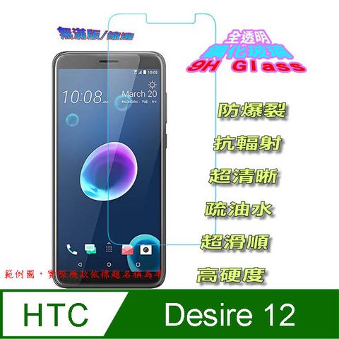hTC Desire 12 (全透明/無滿版) 硬度9H優化防爆玻璃保護貼