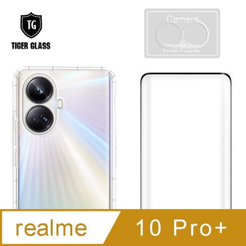 T.G realme 10 Pro+手機保護超值3件組(透明空壓殼+3D鋼化膜+鏡頭貼)