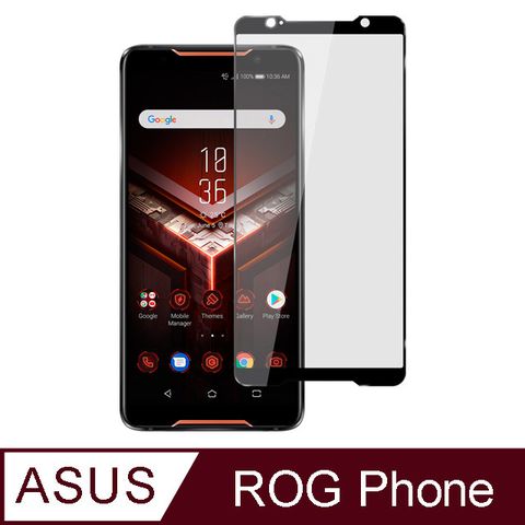 ASUS ROG Phone/ZS600KL/6.0吋平面絲印滿版全膠/鋼化玻璃膜-黑【平面滿版】