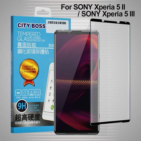 SONY 索尼 CITY 霧面防眩鋼化玻璃保護貼-黑 for  Xperia 5 II/ Xperia 5 III 使用