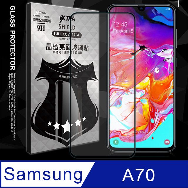 Samsung 三星 VXTRA 全膠貼合    Galaxy A70  滿版疏水疏油9H鋼化頂級玻璃膜(黑) 玻璃保護貼