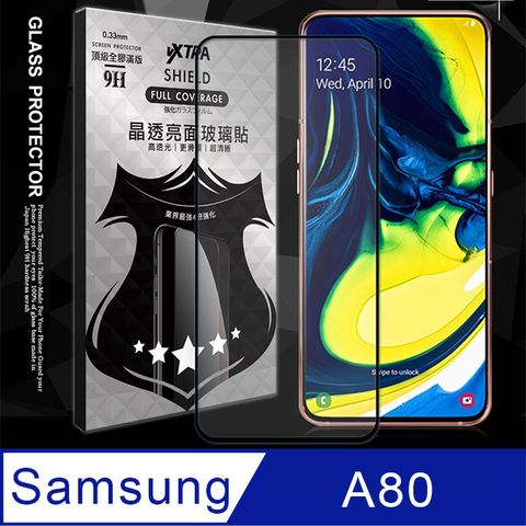 VXTRA 全膠貼合 三星 Samsung Galaxy A80 滿版疏水疏油9H鋼化頂級玻璃膜(黑) 玻璃保護貼