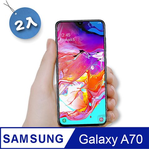 超值2入 for Samsung Galaxy A70 6.7吋 大視窗 全膠全玻璃防塵防爆9H鋼化玻璃保護貼