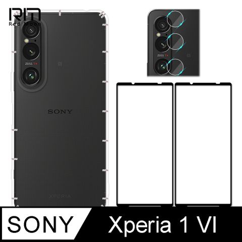 RedMoon SONY Xperia 1 VI 2024 手機殼貼4件組 空壓殼-9H玻璃保貼2入+厚版鏡頭貼