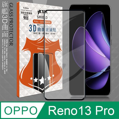 VXTRA 全膠貼合 OPPO Reno13 Pro 3D滿版疏水疏油9H鋼化頂級玻璃膜(黑)